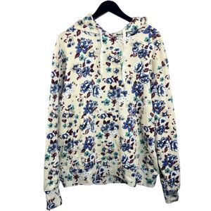 Rag & Bone Men's Damon Cotton Relaxed Fit Floral Cream Colorway Hoodie Size XL